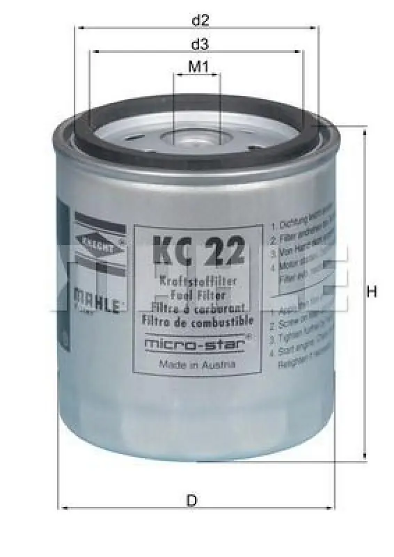 Online Kaufen MAHLE Kraftstofffilter KC 22