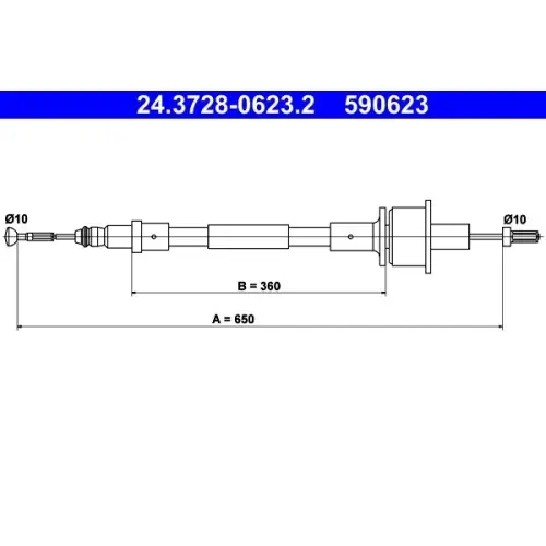 Neue Ware ATE Seilzug, Kupplungsbetätigung 24.3728-0623.2