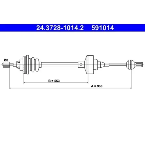 ATE Seilzug, Kupplungsbetätigung 24.3728-1014.2 Preis Gesenkt