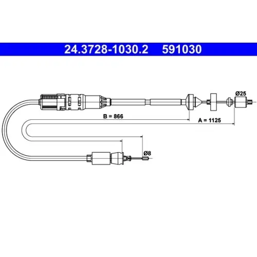 Heißes Angebot ATE Seilzug, Kupplungsbetätigung 24.3728-1030.2