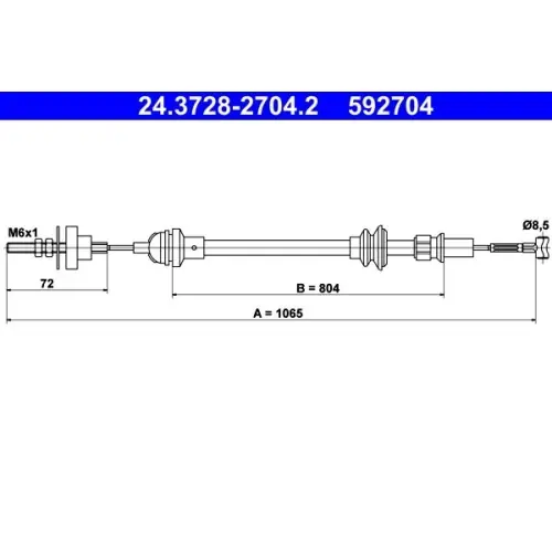 ATE Seilzug, Kupplungsbetätigung 24.3728-2704.2 Neue Ware
