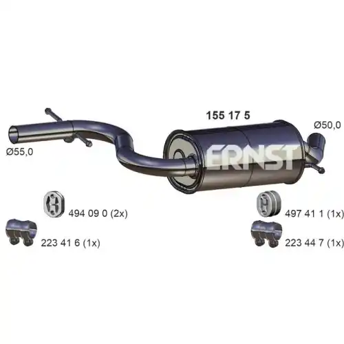 Zertifiziert ERNST Mittelschalldämpfer 155175