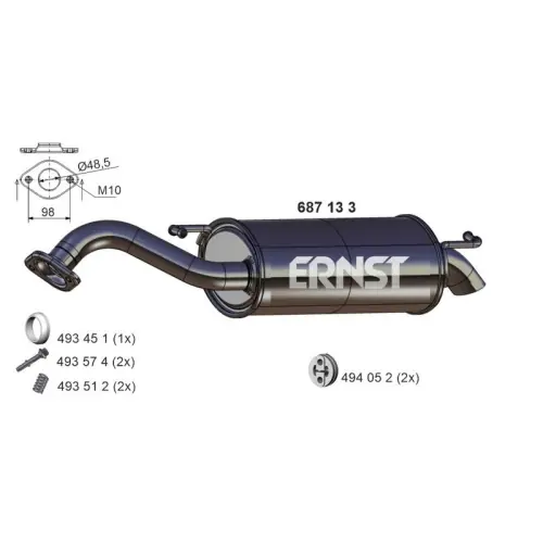 ERNST Endschalldämpfer 687133 Preis Gesenkt